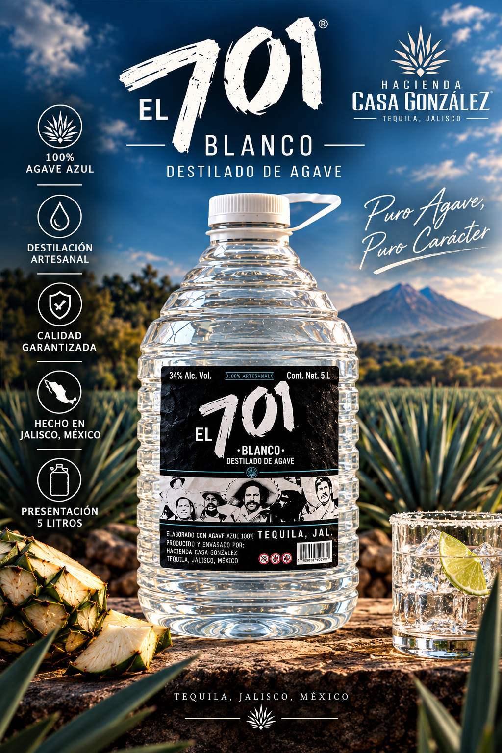 EL 701 Blanco — Destilado de Agave | 5 Litros