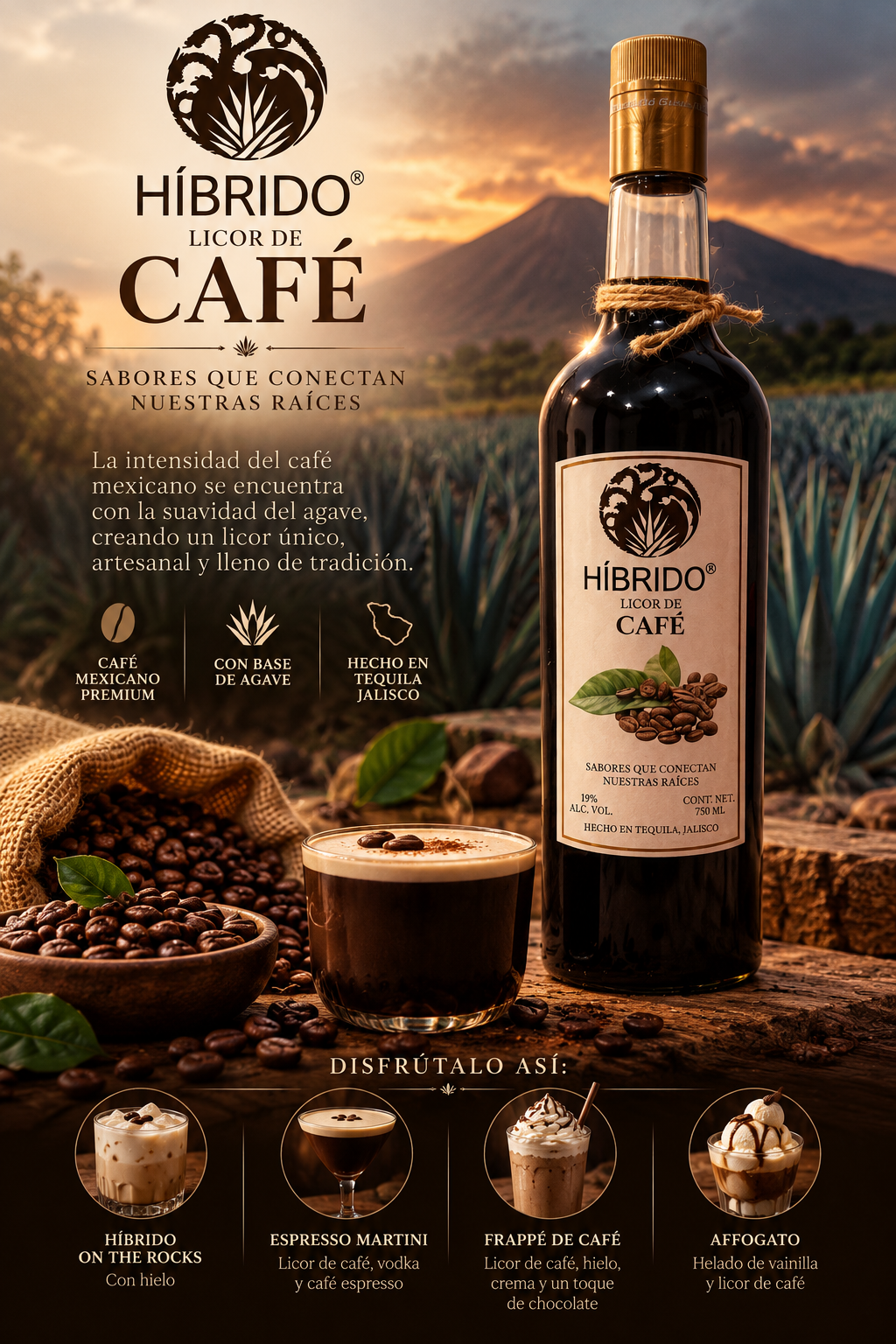 HÍBRIDO — Licor de Café Premium | 750 ml ☕🥃