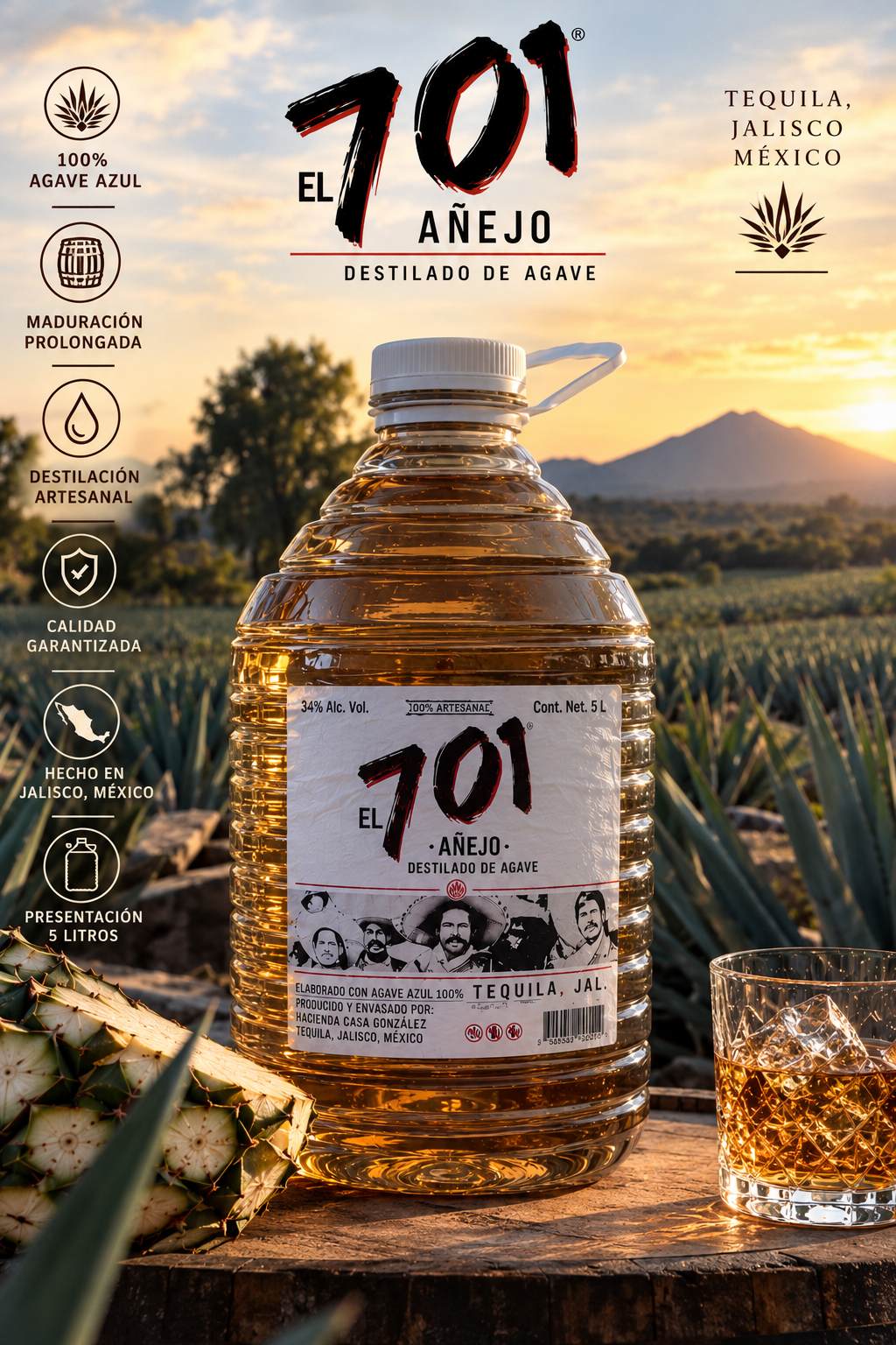 EL 701 Añejo — Destilado de Agave | 5 Litros