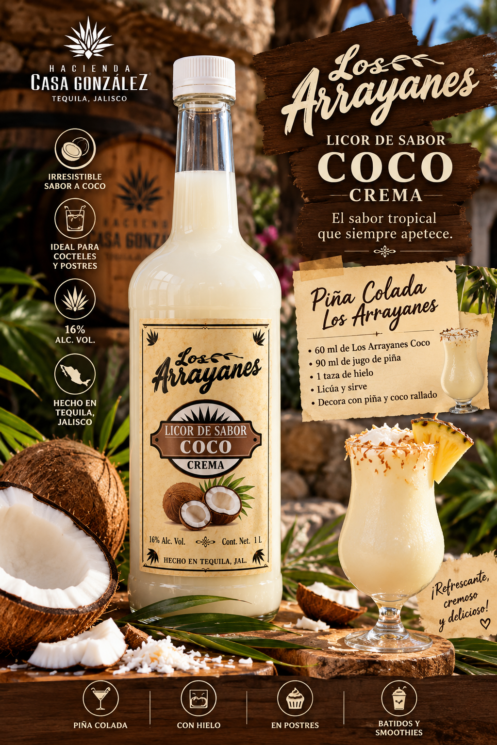 🥥 Los Arrayanes — Licor Crema de Coco | 1 Litro