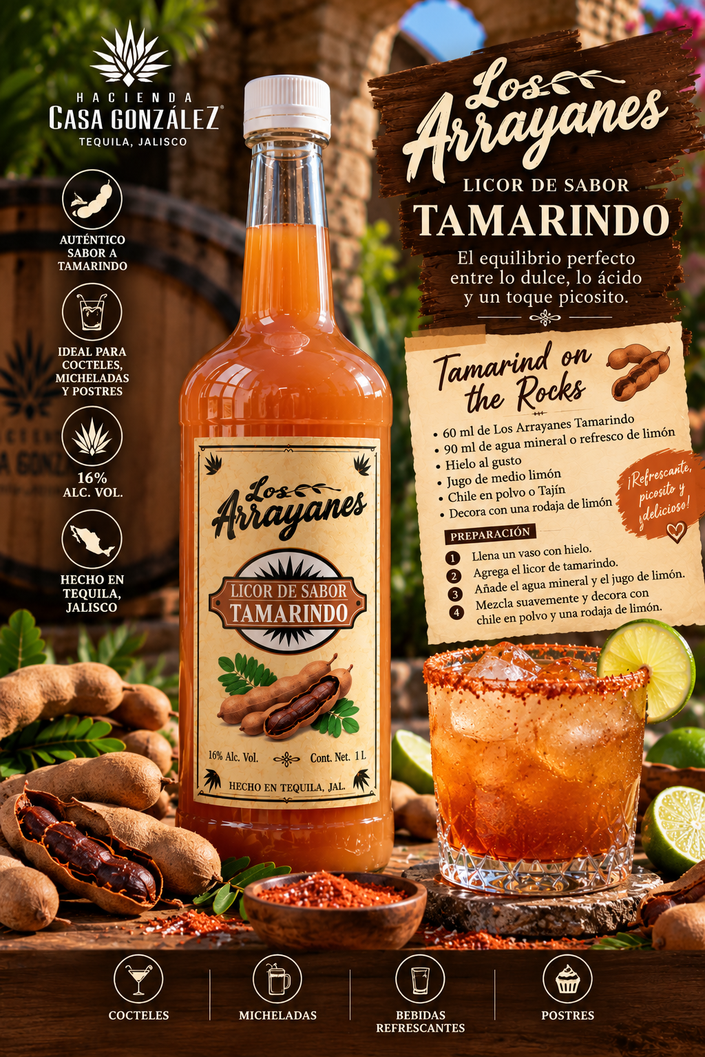 🌶️ Los Arrayanes — Licor de Tamarindo | 1 Litro