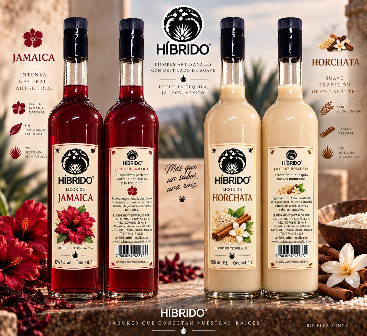 HÍBRIDO® | Crema de Horchata y Licor de Jamaica – 750 ml